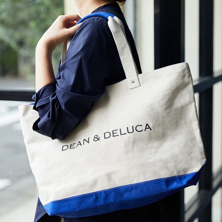 【オンラインストア限定】DEAN & DELUCA　キャンバストートバッグ　ブルー&ナチュラル